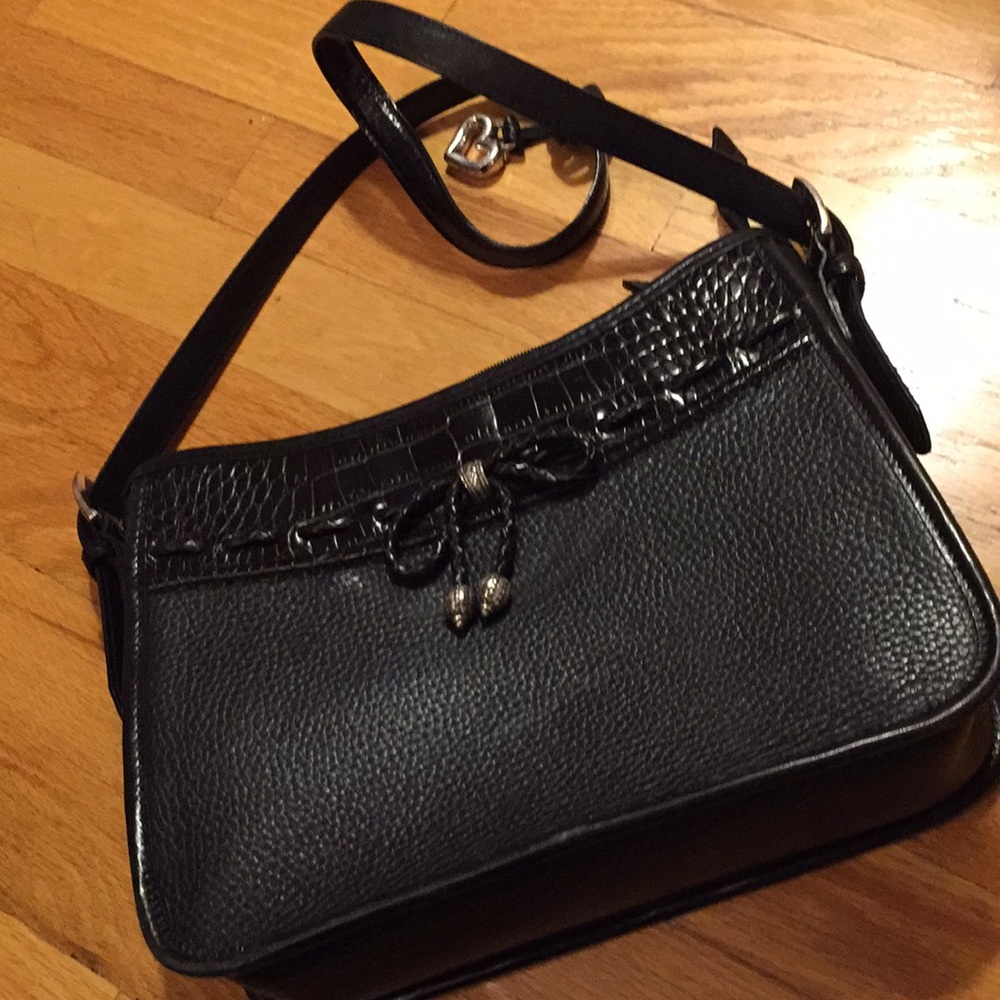 Black Pressed Mock Croc Adjustable Strap Braid Bow - image 1